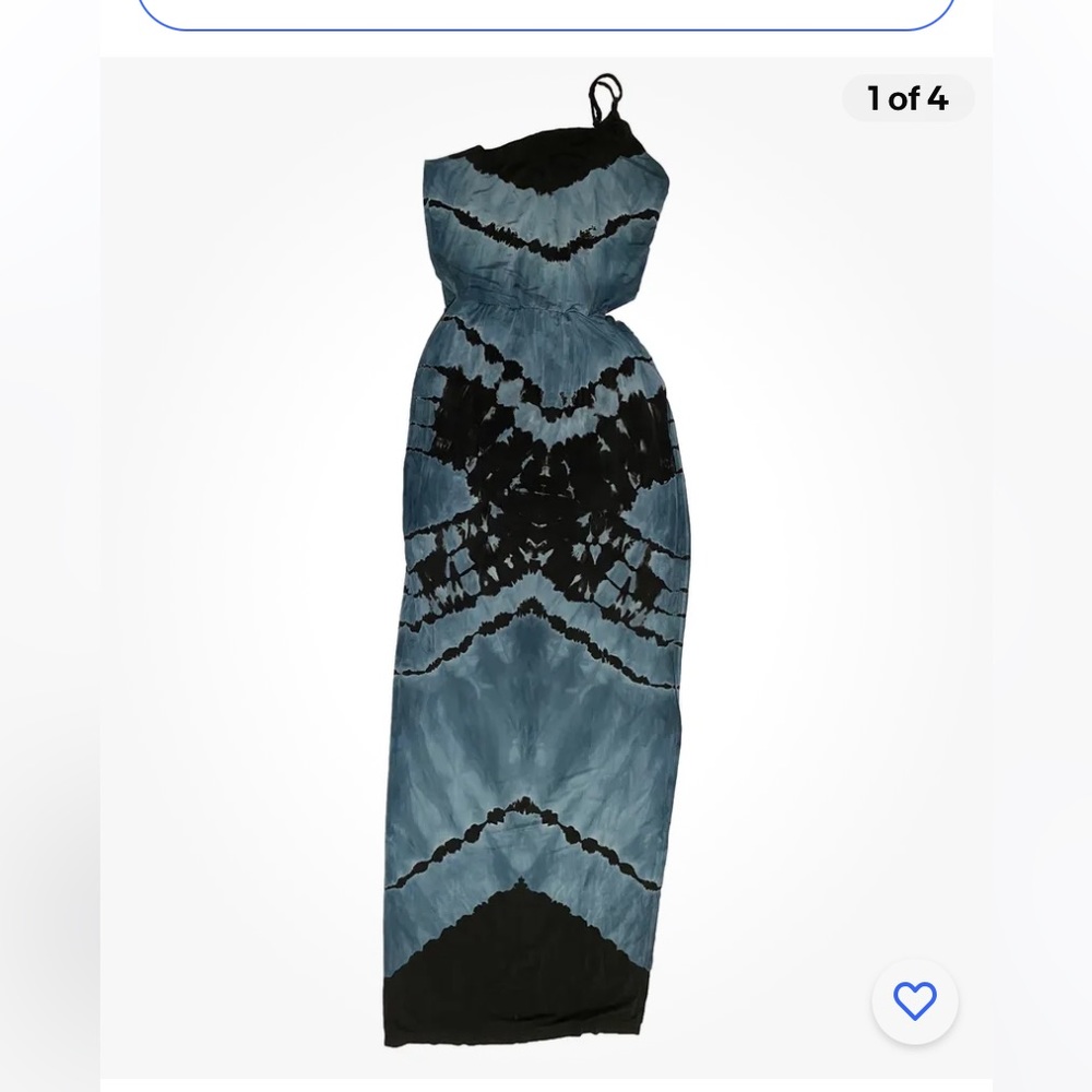 YFB Young Fabulous & Broke Long One Shoulder Dress Sz Small One Slit Blue Black